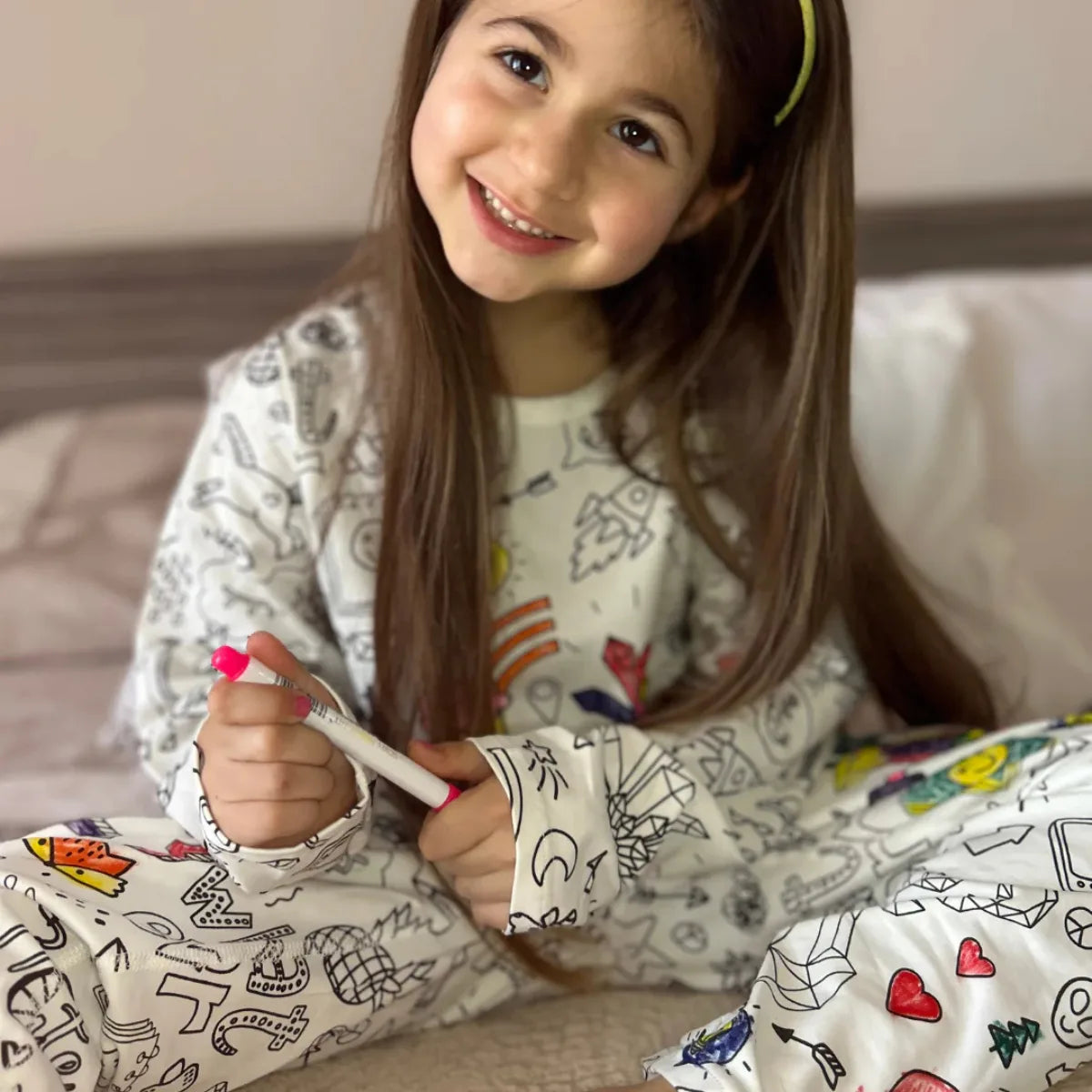 Dvoudílné dětské pyžamo k vybarvení | Zima (4–8 let)