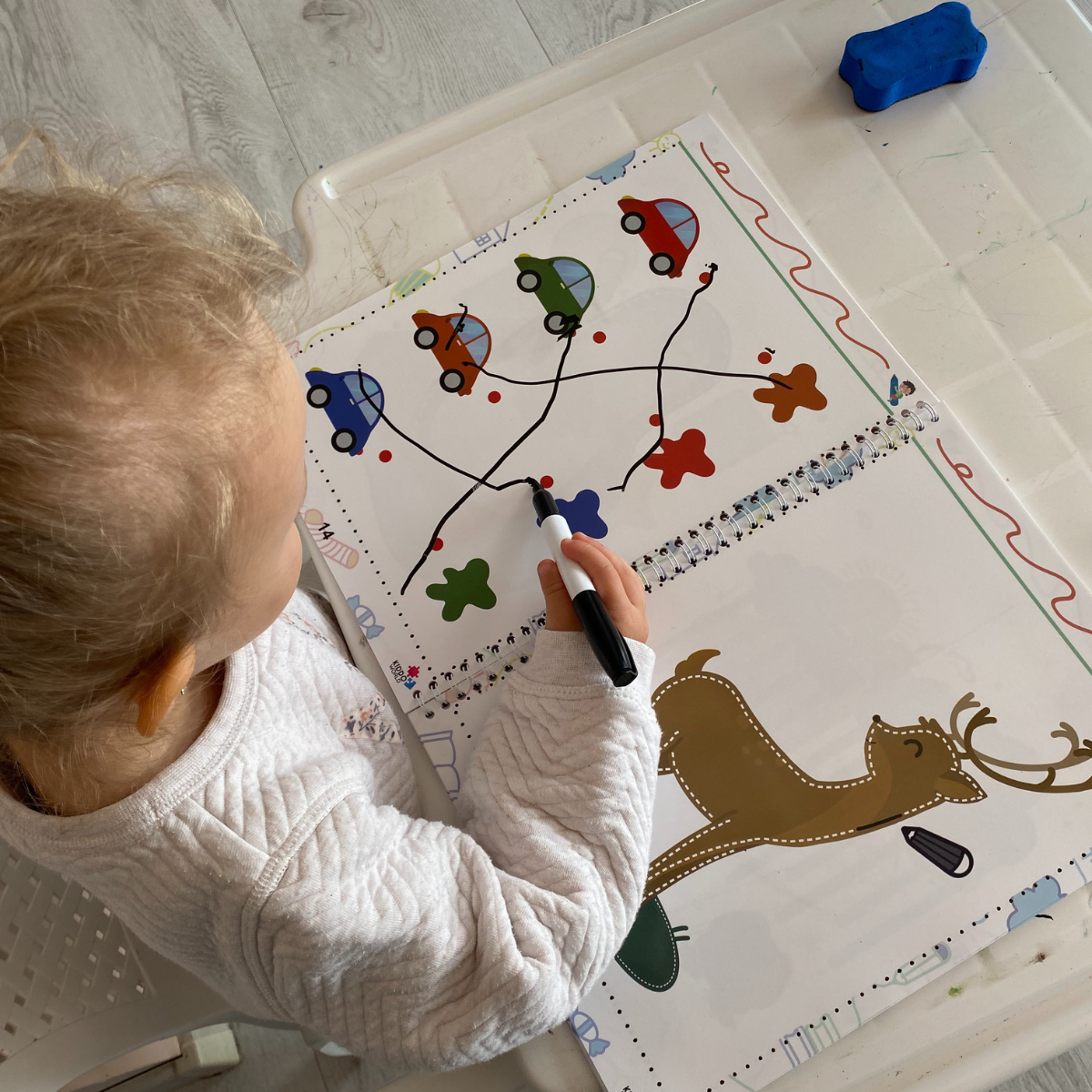 Curious Child 2 – Piš a smaž sešit pro výuku psaní, opakovaně použitelný (64 stran, 2–5 let)