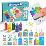 Squeegee Art Kit | Sada s 5 barvami a magickou stěrkou pro vytváření obrázků bez štětců | pro děti 5+