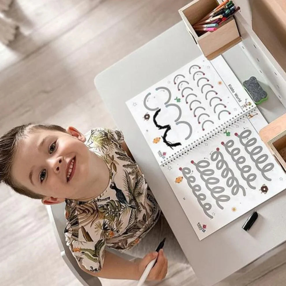 Curious Child – Piš a smaž sešit pro nácvik psaní, znovupoužitelný (64 stran, 3–6 let)