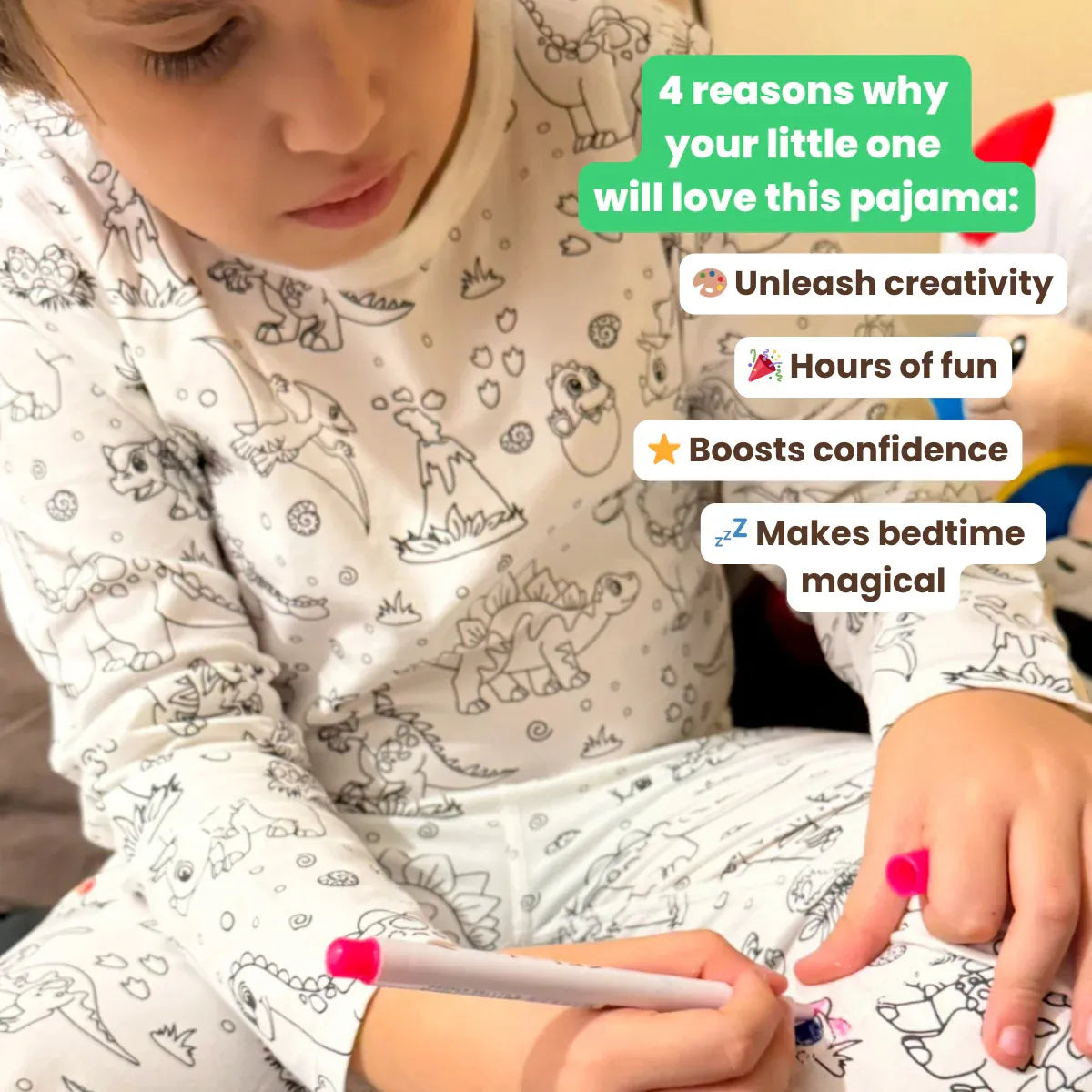 Dvoudílné dětské pyžamo „Vybarvi mě – Dinosauři“ (od 4 let)