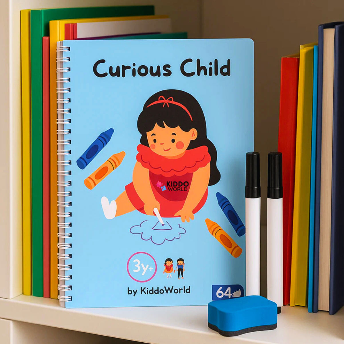Curious Child – Piš a smaž sešit pro nácvik psaní, znovupoužitelný (64 stran, 3–6 let)