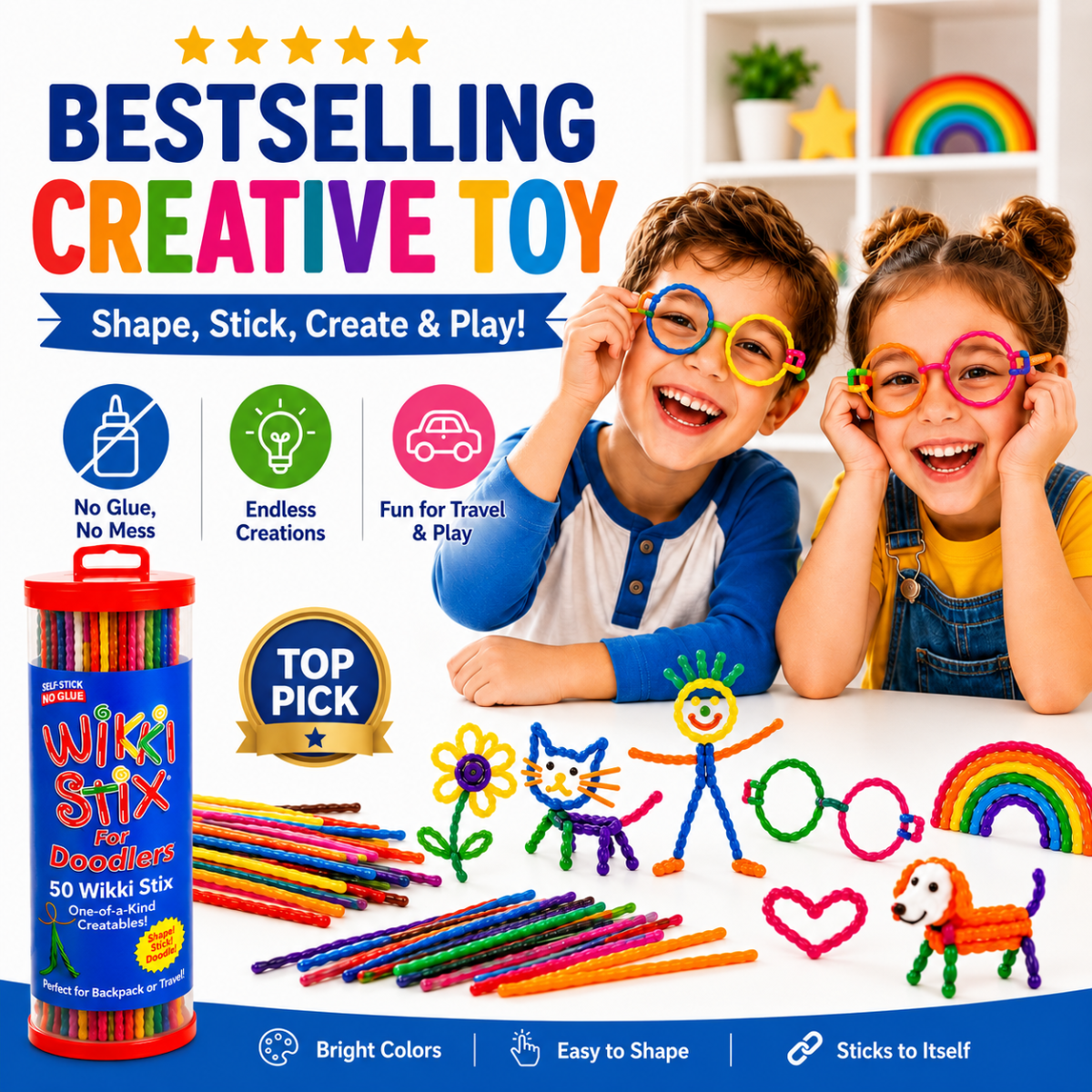 Wikki Stix Magické voskované provázky (sada 50 ks, od 3 let)