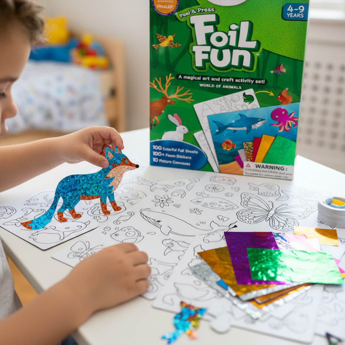 Foil Fun | Vytvoř zvířátka se třpytivými fóliemi bez nepořádku, pro děti 3+