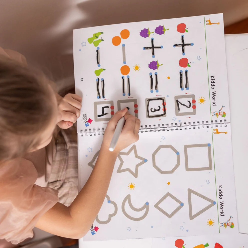 Curious Child – Piš a smaž sešit pro nácvik psaní, znovupoužitelný (64 stran, 3–6 let)