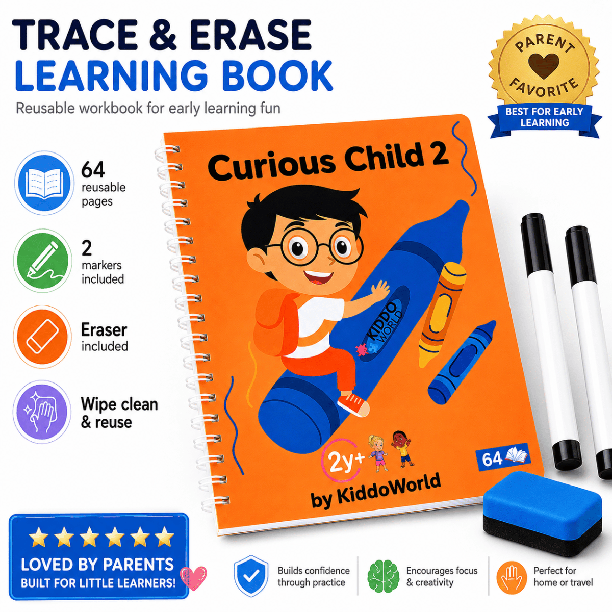 Curious Child 2 | Piš-maž sešit pro nácvik psaní (64 stran, 2+ roky)