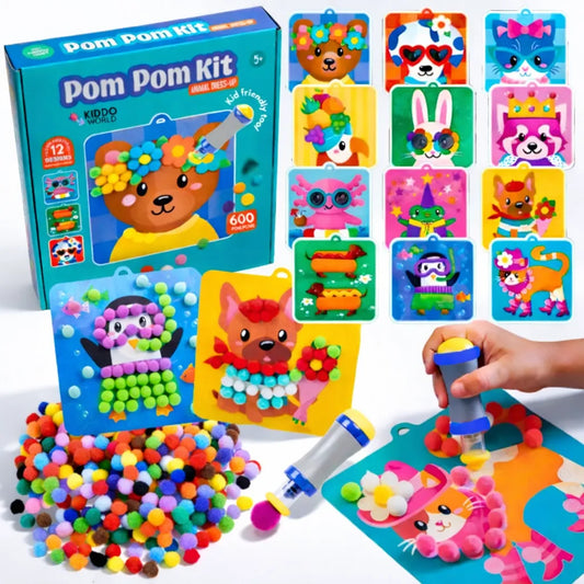 Pom Pom Kit | Senzorická kreativní hra s bambulkami | pro děti 5+