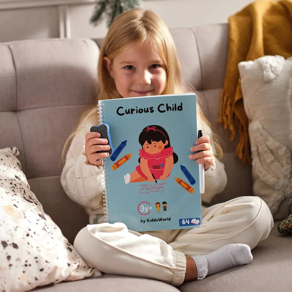 Curious Child – Piš a smaž sešit pro nácvik psaní, znovupoužitelný (64 stran, 3–6 let)