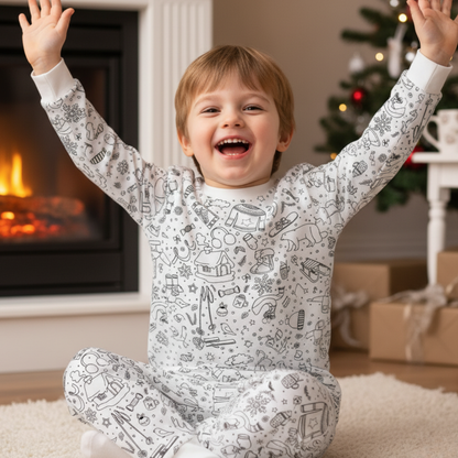 Dvoudílné dětské pyžamo k vybarvení | Zima (4–8 let)