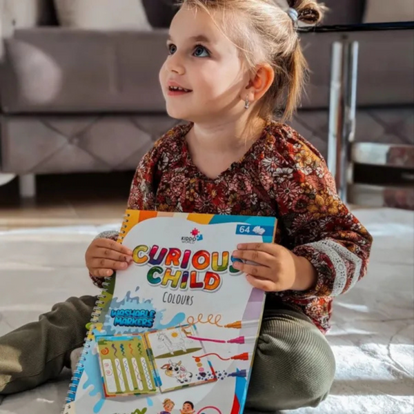 Curious Child Colours – Sešit Piš a smaž pro výuku psaní, opakovaně použitelný (64 stran, 2–5 let)