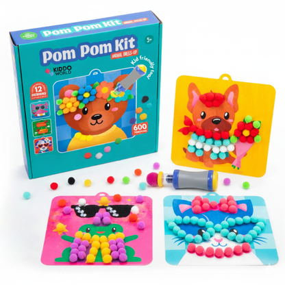 Pom Pom Kit | Senzorická kreativní hra s chlupatými kuličkami | pro děti 5+
