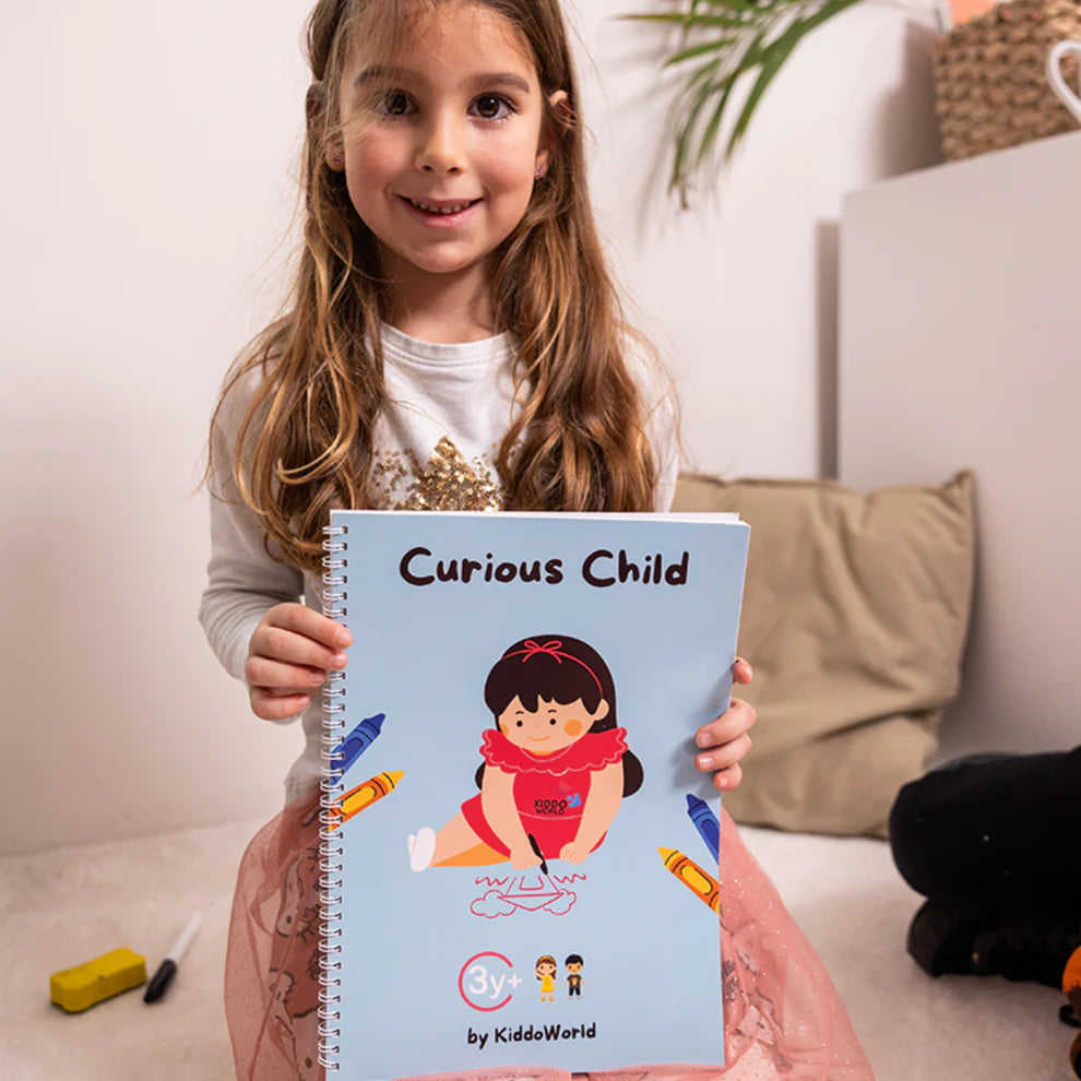 Curious Child – Piš a smaž sešit pro nácvik psaní, znovupoužitelný (64 stran, 3–6 let)