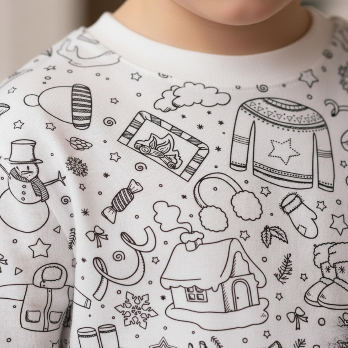Dvoudílné dětské pyžamo k vybarvení | Zima (4–8 let)