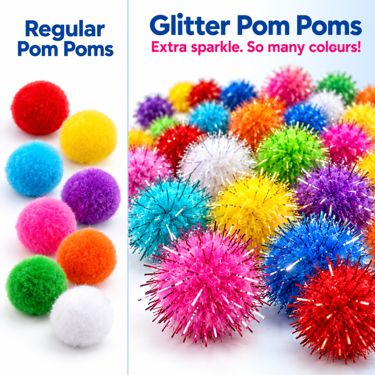 200× Pompony s třpytkami
