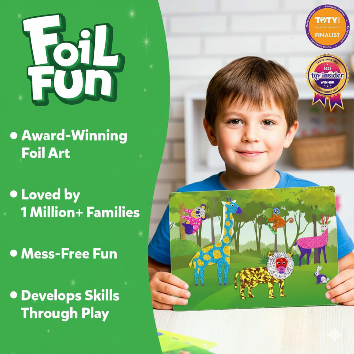 Foil Fun | Vytvoř zvířátka se třpytivými fóliemi bez nepořádku, pro děti 3+