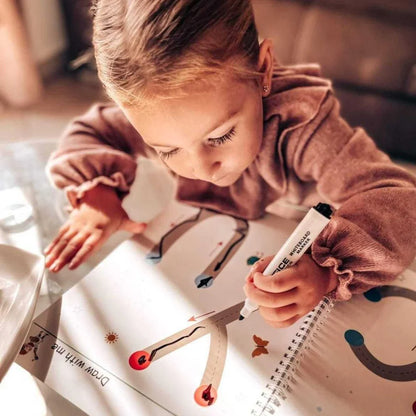 Curious Child – Piš a smaž sešit pro nácvik psaní, znovupoužitelný (64 stran, 3–6 let)