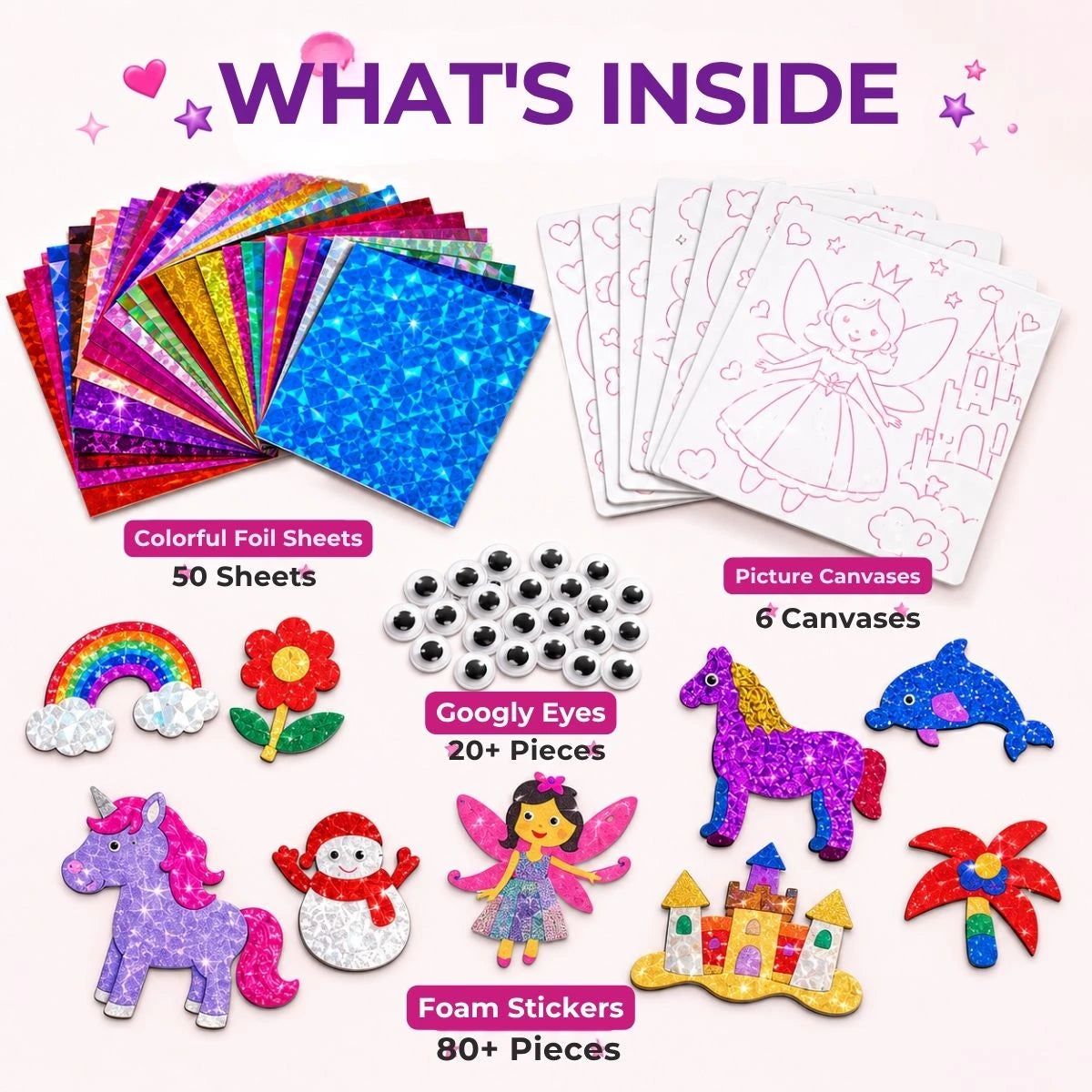 Foil Fun: Jednorožci a princezny – třpytivé pohádkové obrázky bez nepořádku! (4+ roky)