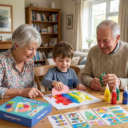 Squeegee Art Kit | Sada s 5 barvami a magickou stěrkou pro vytváření obrázků bez štětců | pro děti 5+