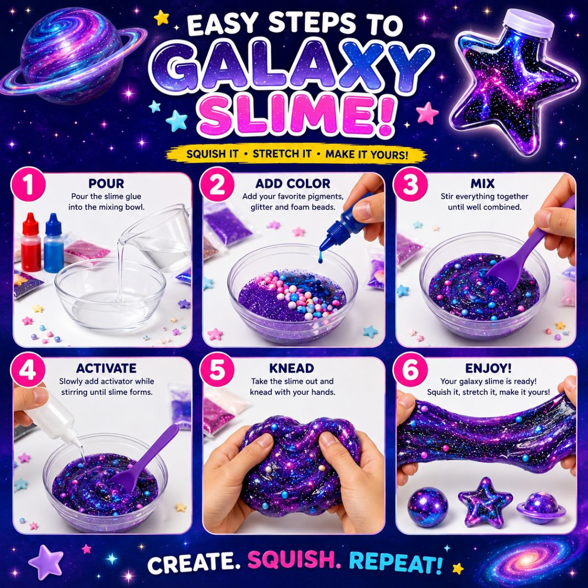 DIY Slime Squishies – Galaxie (4+ let)