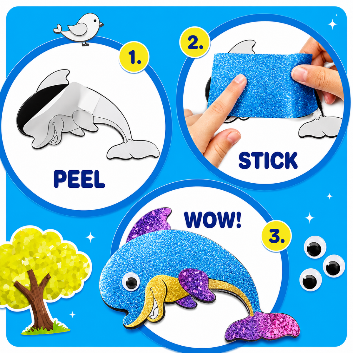 Foil Fun: Svět zvířat – třpytivé obrázky zvířátek bez nepořádku! (4+ roky)