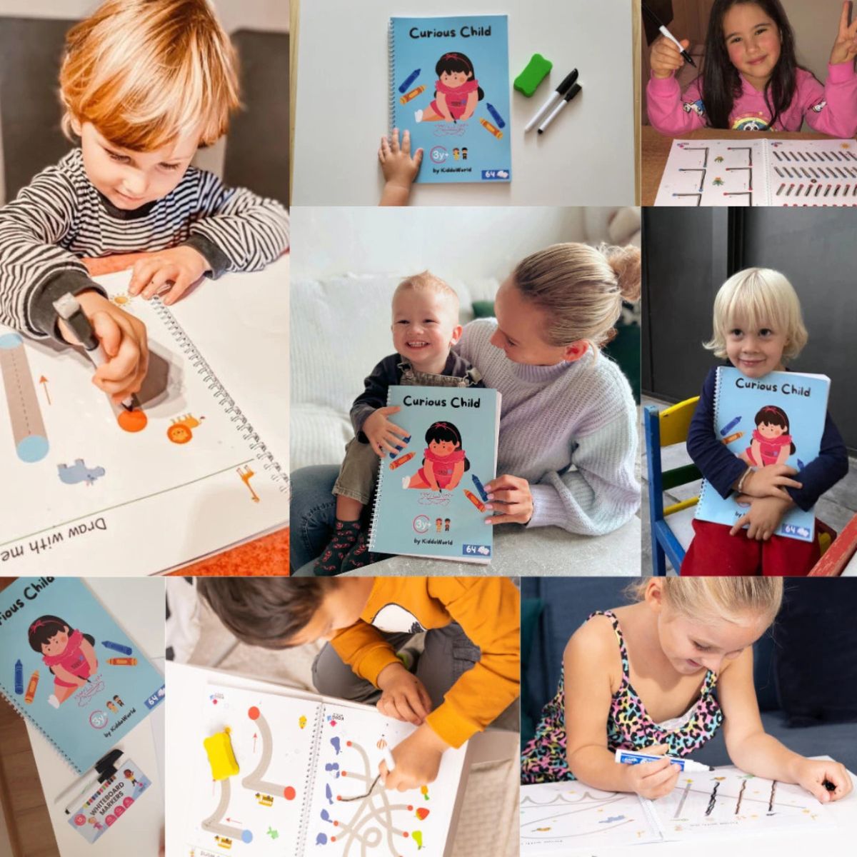 Curious Child | Mažatelná kniha pro nácvik psaní a logiky (64 stran, 3+ let)