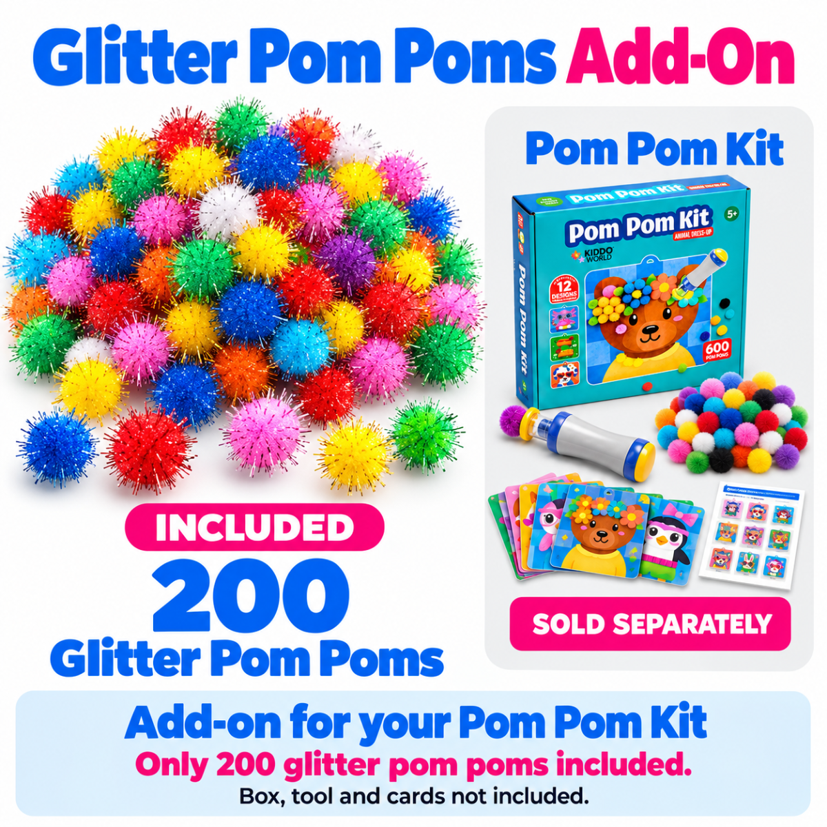 200× Pompony s třpytkami