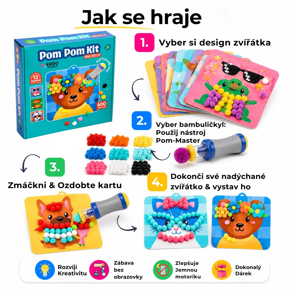 Pom Pom sada – 20 minut klidu bez obrazovky (5+ let)