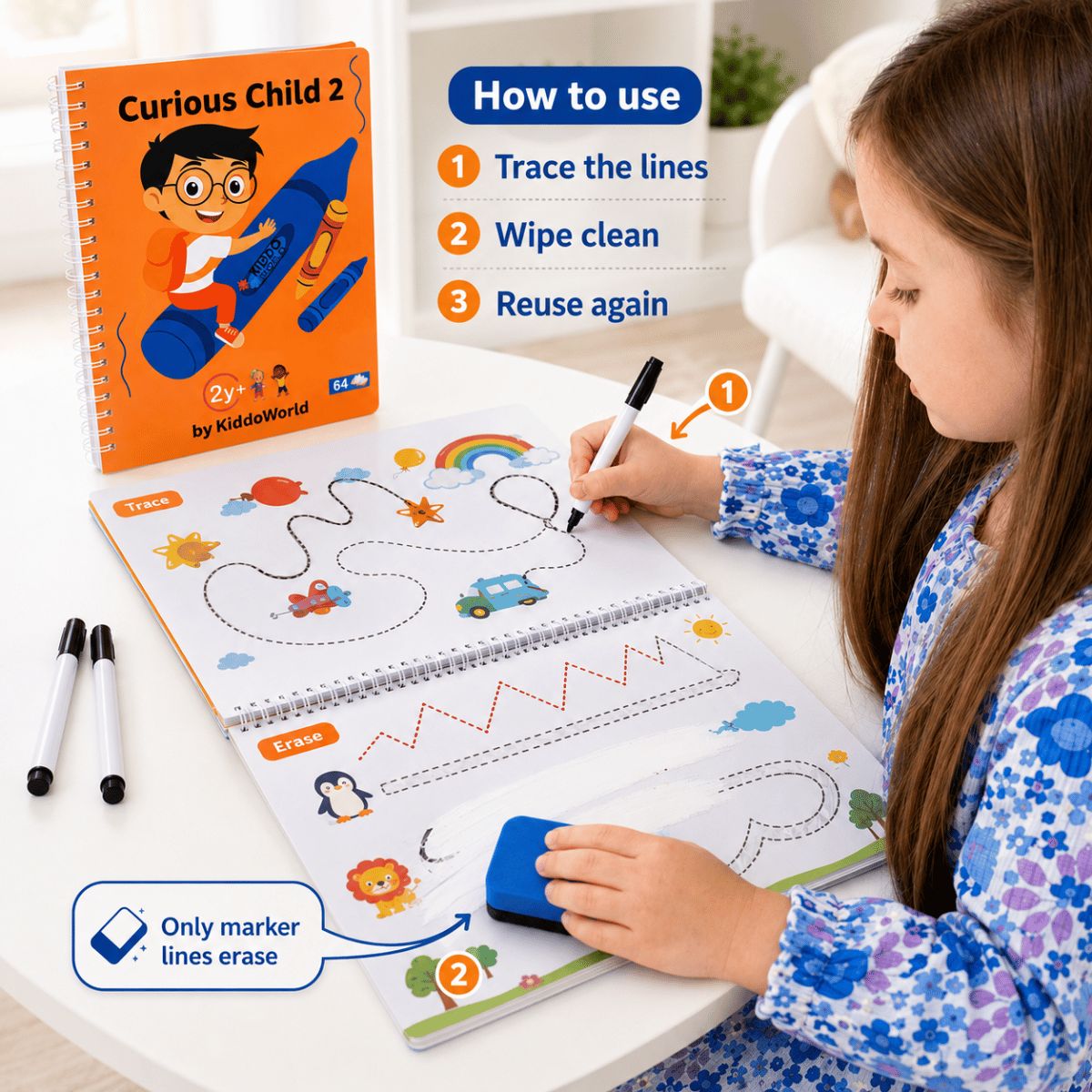 Curious Child 2 | Piš-maž sešit pro nácvik psaní (64 stran, 2+ roky)