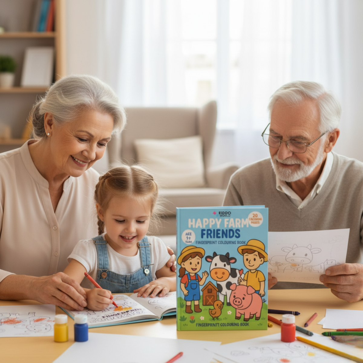 Omalovánka pro děti: Děti na farmě (20 stran, 1+ rok)