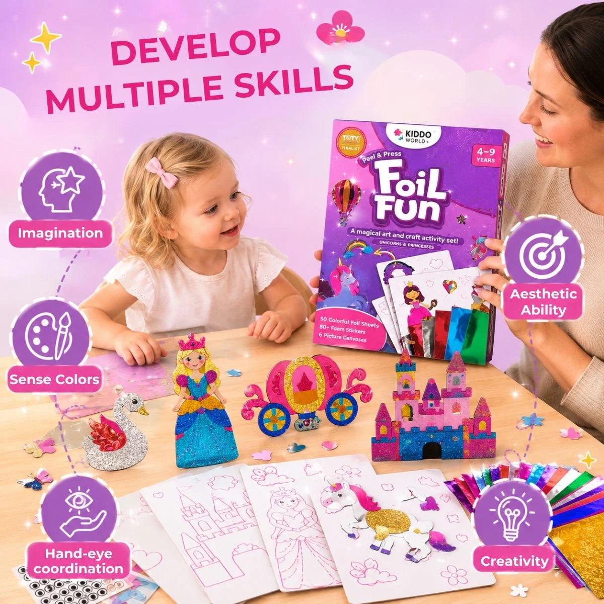 Kreativní balíček Bubble Squishies + Foil Fun Jednorožci a princezny, obrázek 4