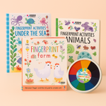 FINGER PARTY – Balíček 3 omalovánek + barevná paletka (3×44 stran, od 1 roku)