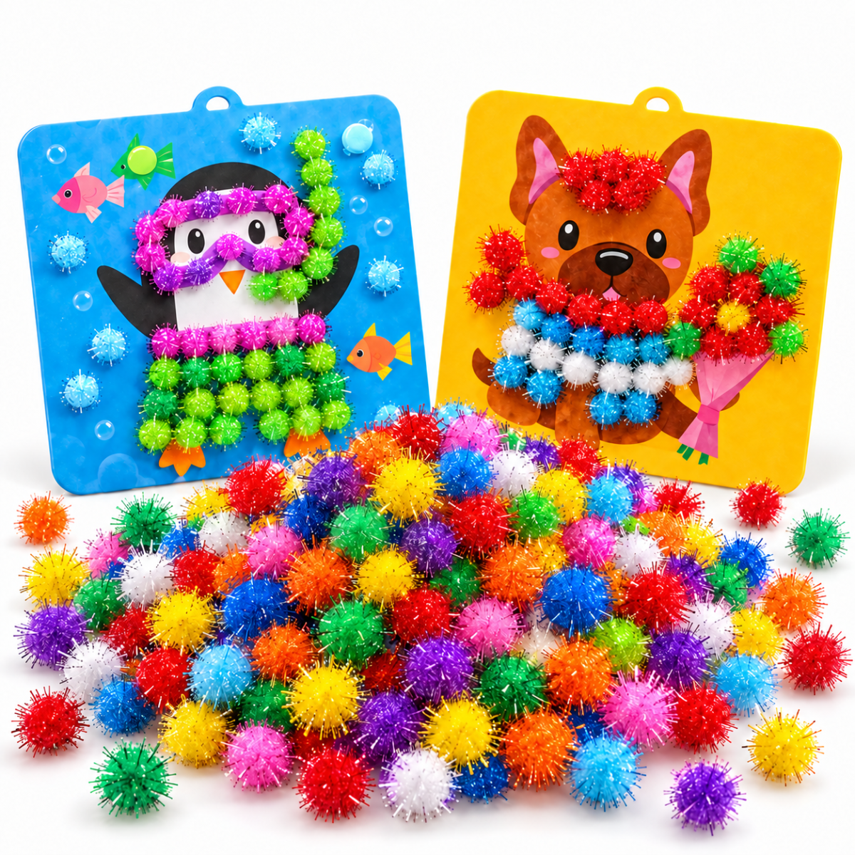 200× Pompony s třpytkami