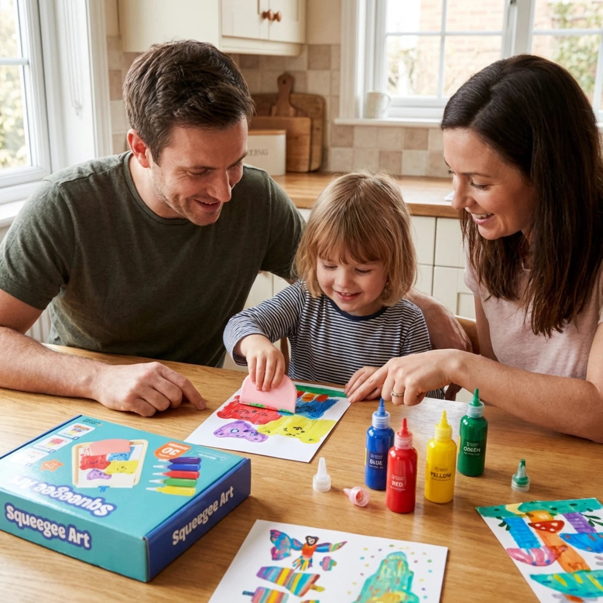 Squeegee Art Kit | Sada s 5 barvami a magickou stěrkou pro vytváření obrázků bez štětců | pro děti 5+