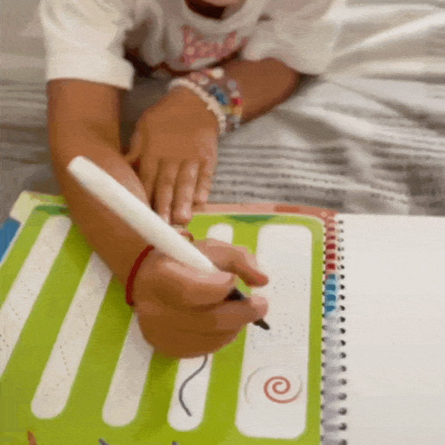 Curious Child Colours – Sešit Piš a smaž pro výuku psaní, opakovaně použitelný (64 stran, 2–5 let)