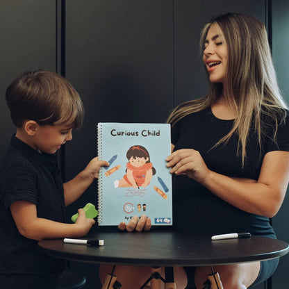 Curious Child – Piš a smaž sešit pro nácvik psaní, znovupoužitelný (64 stran, 3–6 let)