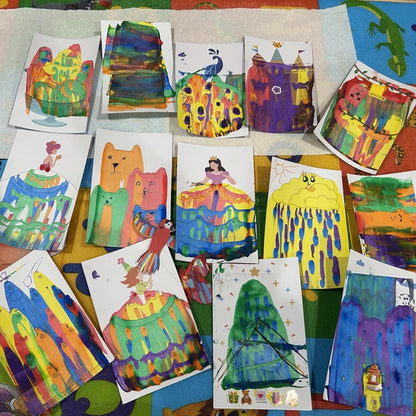 Squeegee Art Kit | Sada s 5 barvami a magickou stěrkou pro vytváření obrázků bez štětců | pro děti 5+