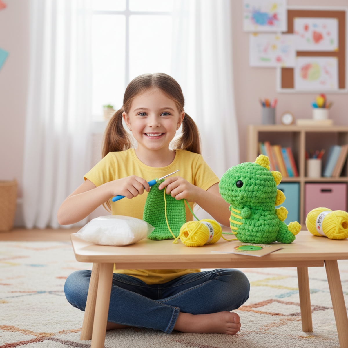 Čarovná sada na háčkování pro začátečníky | Dinosaurus Oscar pro malé i velké tvůrce, pro děti 8+