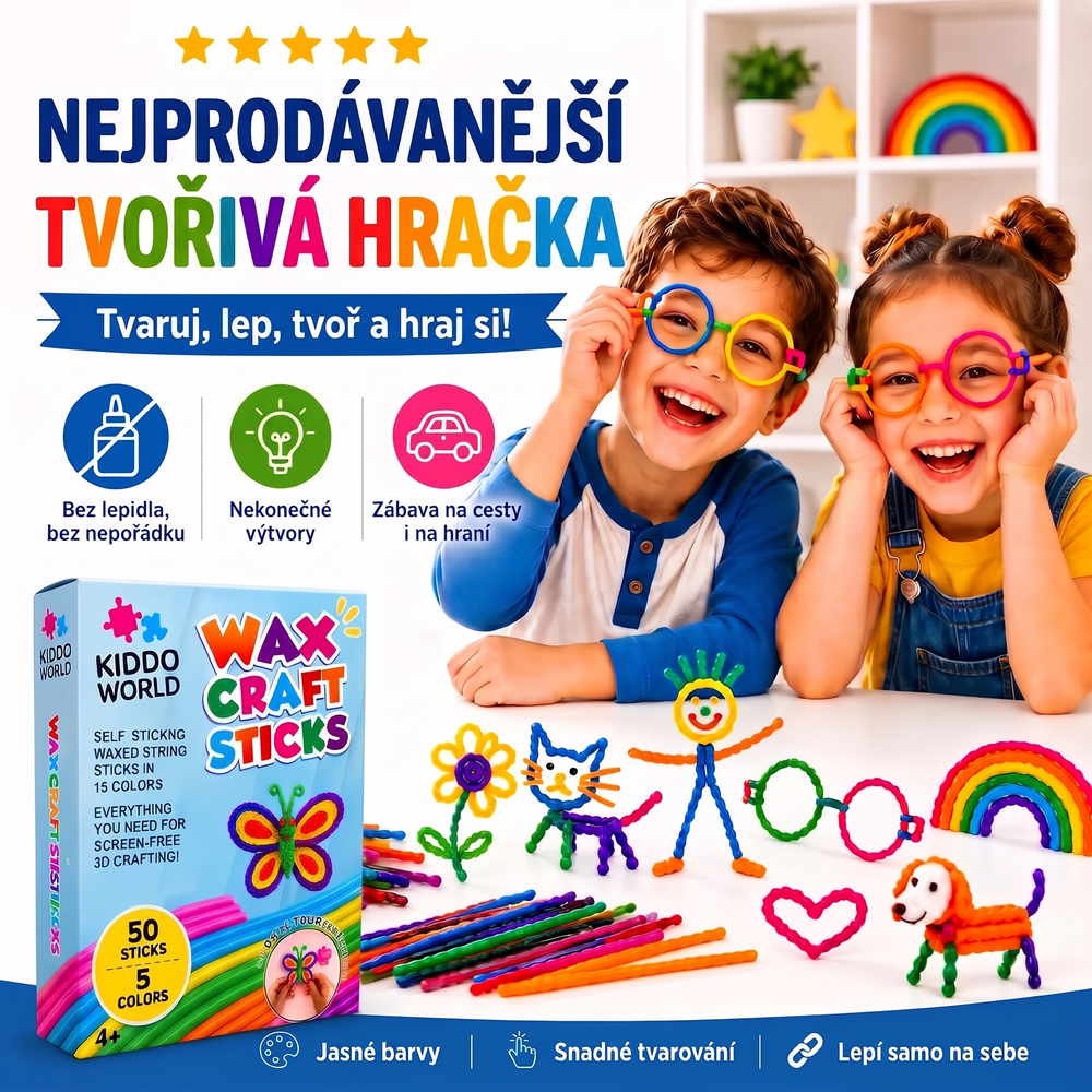 Wikki Stix Magické voskované provázky (sada 50 ks, od 3 let)