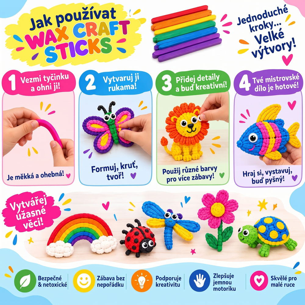 Wikki Stix Magické voskované provázky (sada 50 ks, od 3 let)
