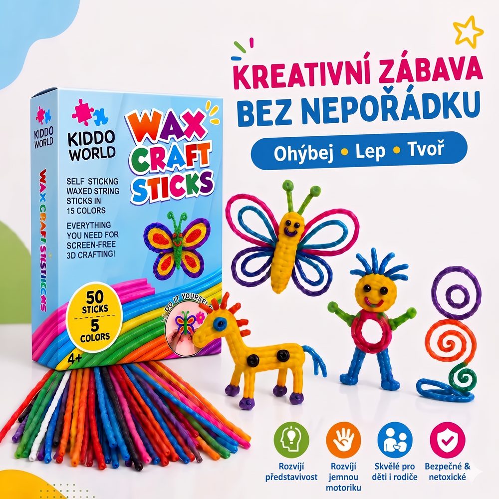 Wikki Stix Magické voskované provázky (sada 50 ks, od 3 let)