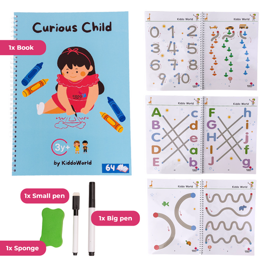 Curious Child: Montessori sešit pro sledování čar, čísel a vzorů (3+ let)