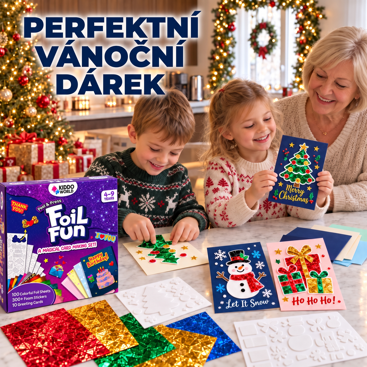 Foil Fun Přáníčka – Kreativní sada na výrobu třpytivých svátečních přání (4+ let)