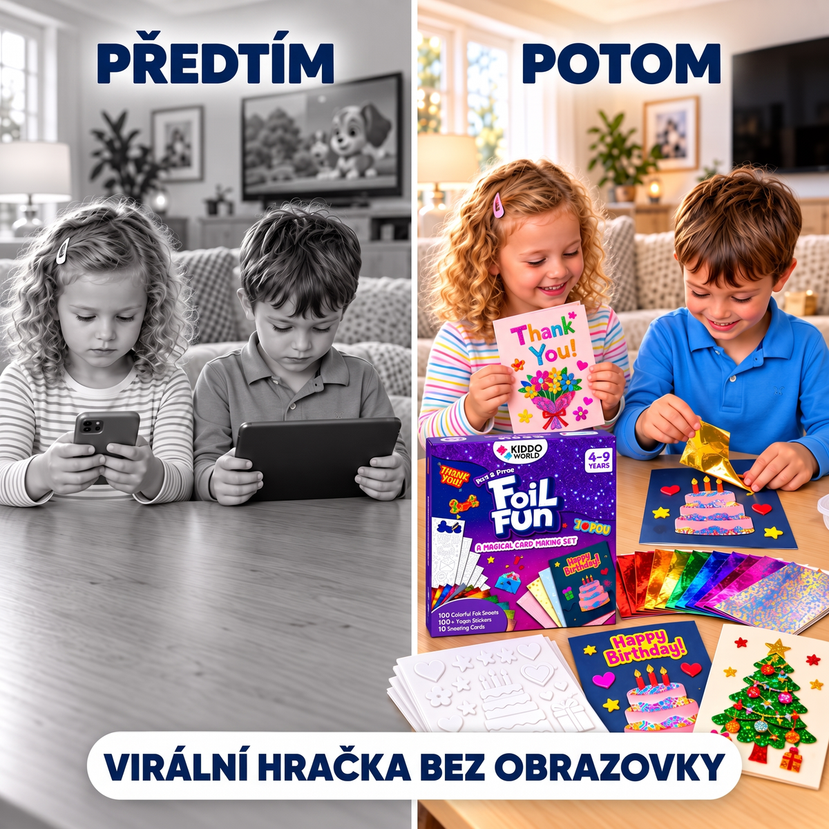 Foil Fun Přáníčka – Kreativní sada na výrobu třpytivých svátečních přání (4+ let)