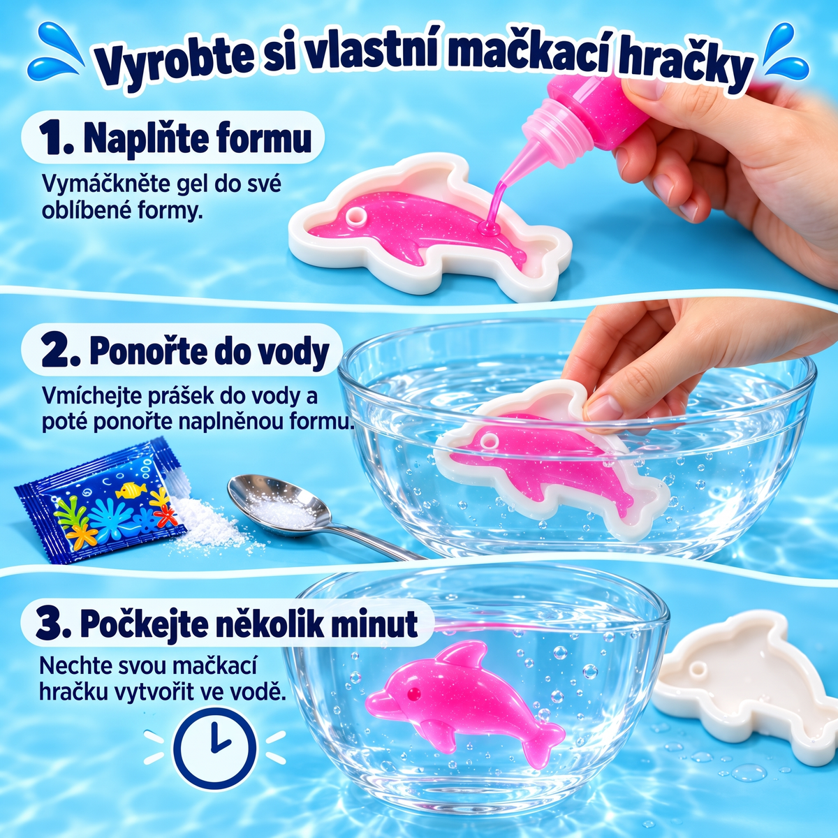 Magic Water Squishies – kreativní sada na výrobu 3D figurek | 3+ roky
