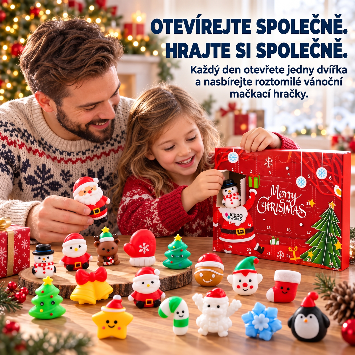 Vánoční Squishy adventní kalendář – 24 tajemných squishy hraček (3+ roky)