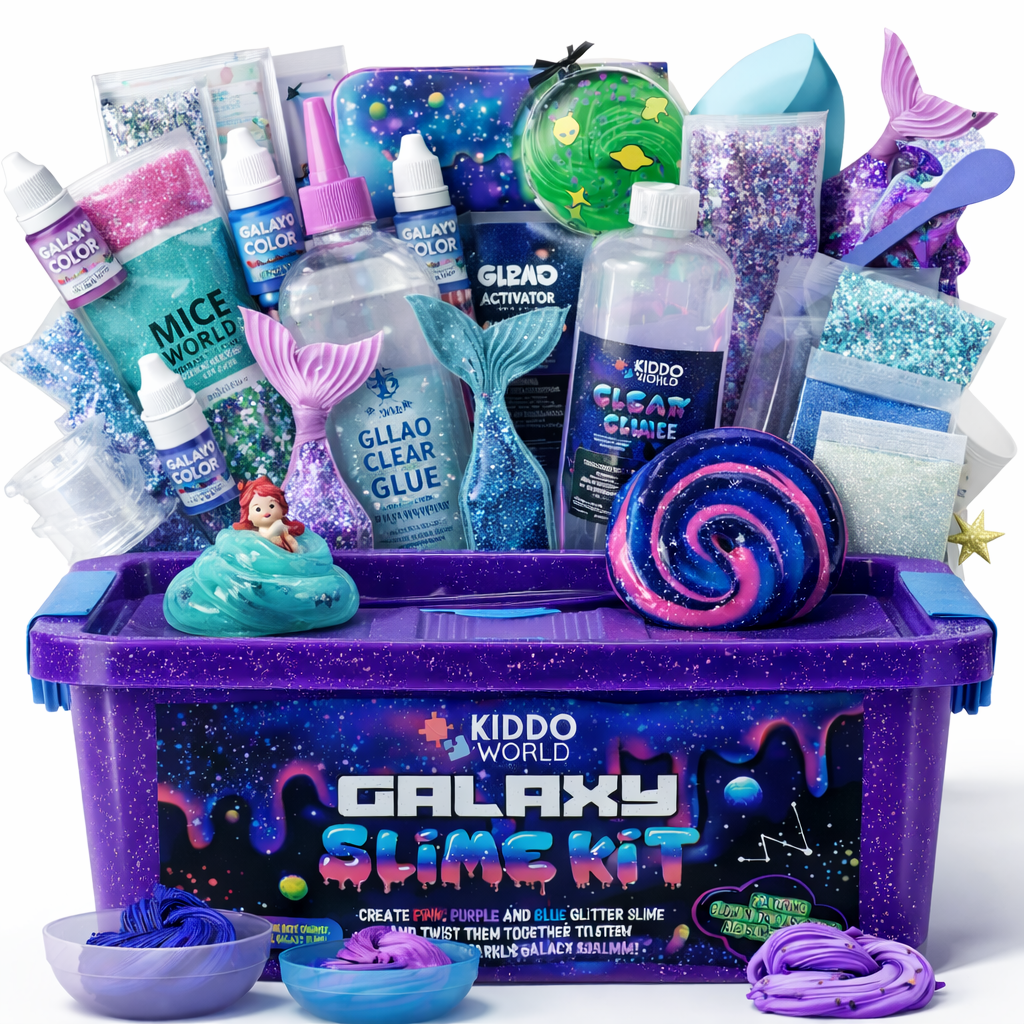Galaxy Slime – vytvoř třpytivý vesmírný sliz, který svítí ve tmě! (4+ roky)