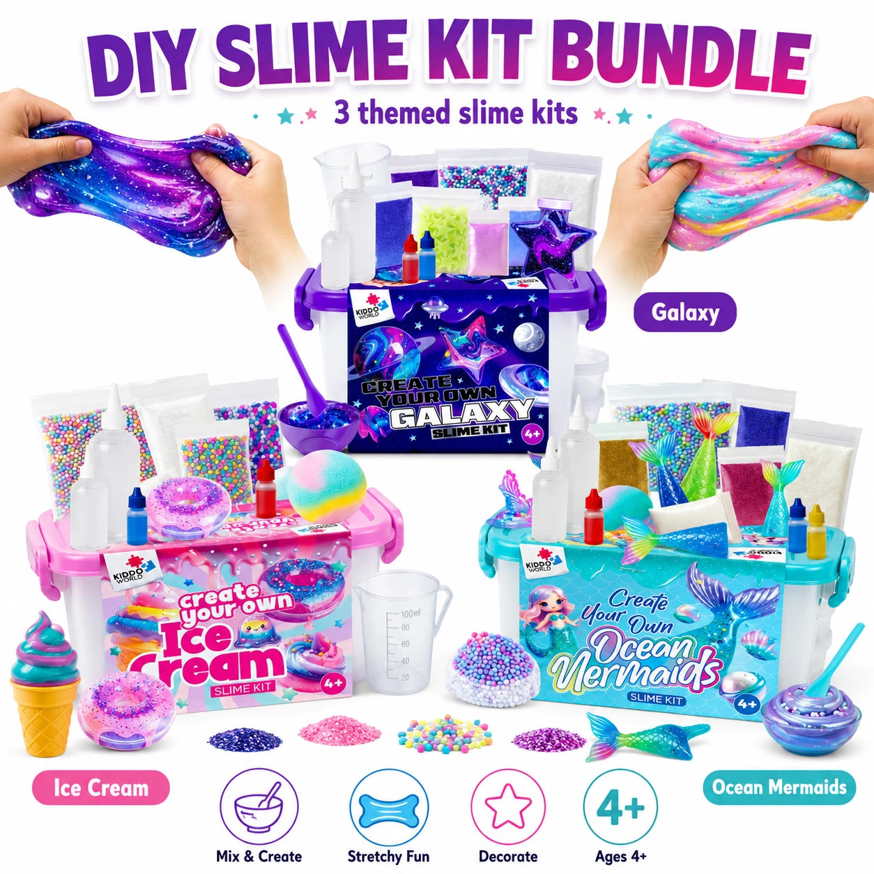 Slime sada 3 v 1 – Galaxy, Ice Cream a Mermaid Ocean Slime! (4+ roky)