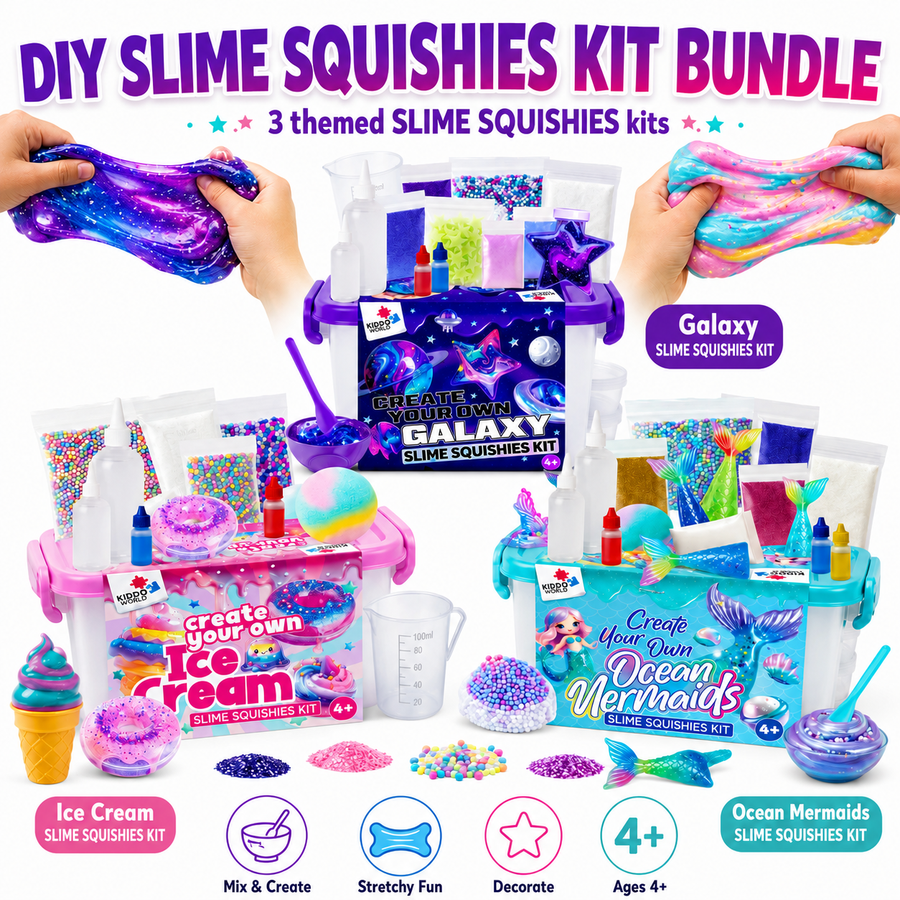 57dílná MEGA sada SLIME SQUISHIES | Galaxie, Mořská víla a Zmrzlina (4+ roky)