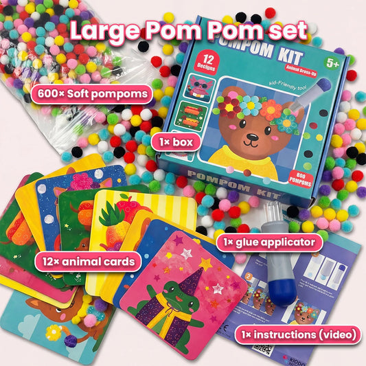 Pom Pom Kit – Vytvoř kouzelná 3D zvířátka z nadýchaných bambulek bez nepořádku! (5+ let)