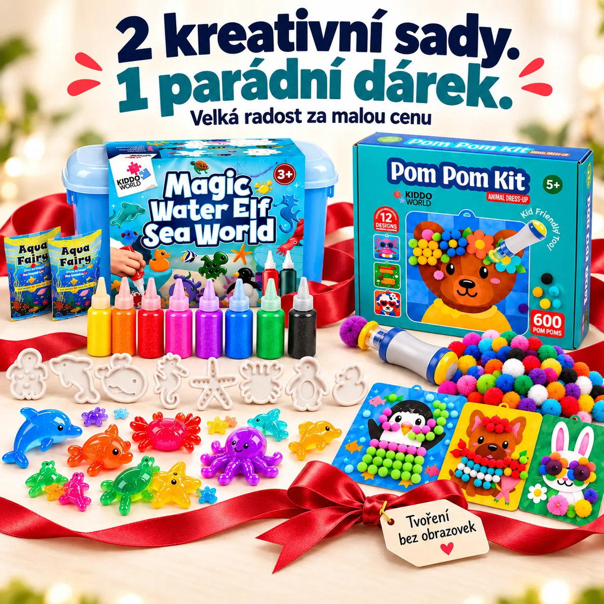 BALÍČEK TOPSELLER: Magic Water Squishies & Pom Pom Kit